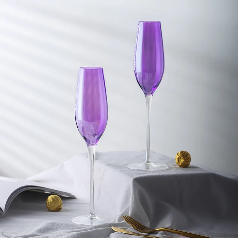 British Purple Goblet Champagne Glasses Set Nordic Style New Crystal Light Luxury Wine Glass Home Beautiful Colored Glass Cups - Image 3