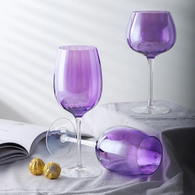 British Purple Goblet Champagne Glasses Set Nordic Style New Crystal Light Luxury Wine Glass Home Beautiful Colored Glass Cups - Image 4
