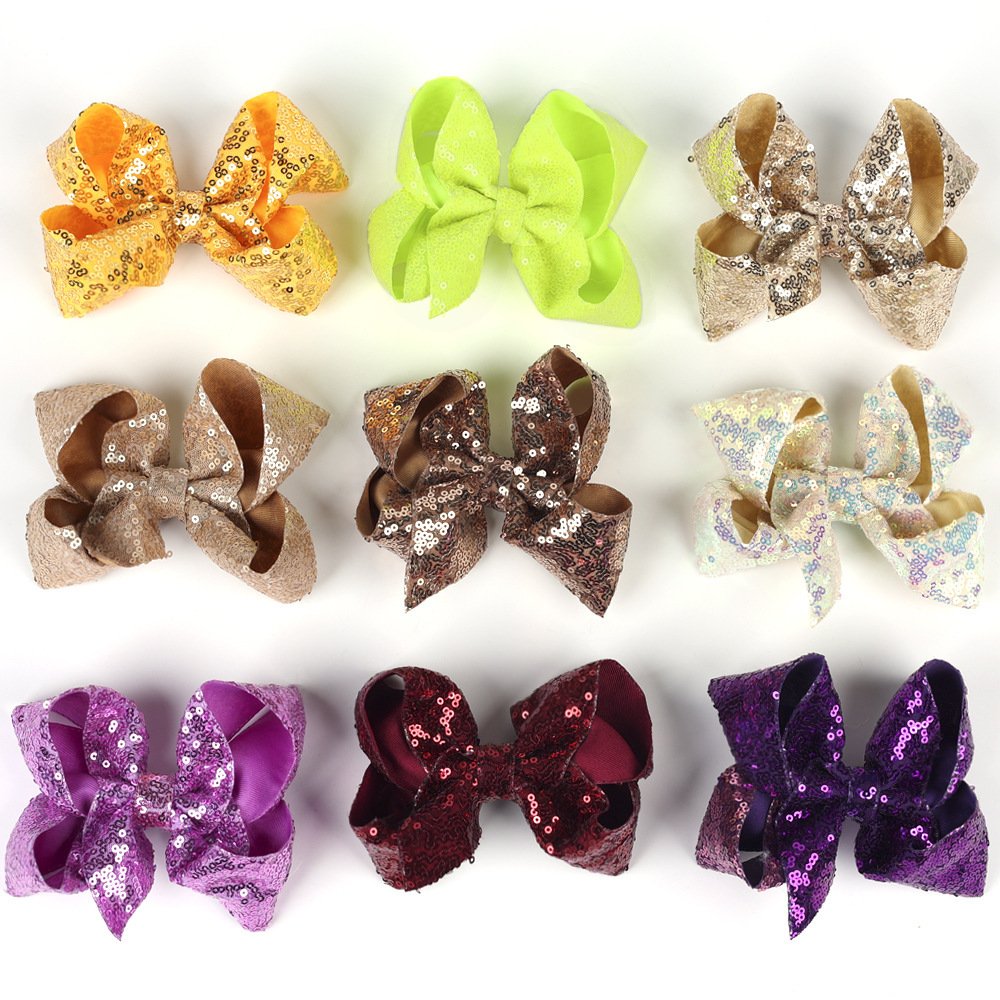 Children's Rhinestone Butterfly Hair Clip Solid Color Girl Sequin Hairpin 5 Inches - Image 4