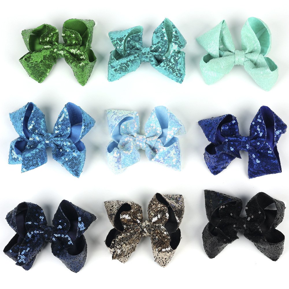 Children's Rhinestone Butterfly Hair Clip Solid Color Girl Sequin Hairpin 5 Inches - Image 3
