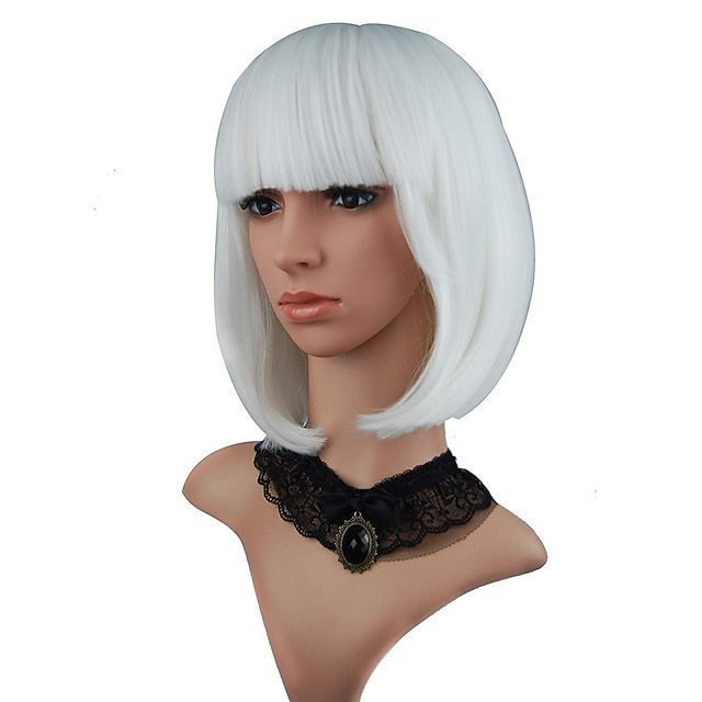 Wig for Women Short Hair Straight Bangs Bobo Bob Cut Anime Cosplay Colorful Hair - Image 4