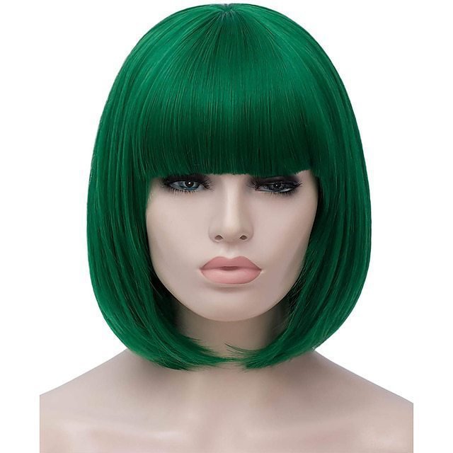 Wig for Women Short Hair Straight Bangs Bobo Bob Cut Anime Cosplay Colorful Hair - Image 8