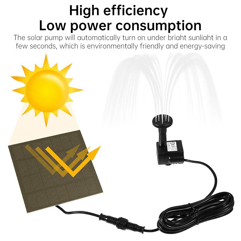 Solar-Powered Mini Fountain Pump – 200L/H Brushless Pump with 4 Spray Nozzles for Garden, Pond & Fish Tank - Image 6