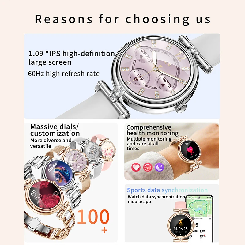 AK62 Smart Watch Women 1.09 Inch HD Screen Custom Watch Face Sports Fitness Tracker Bluetooth Call Lady Smartwatch 2024 - Image 3