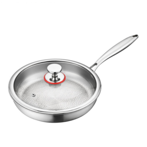 Titanium pan, flat bottomed frying pan, uncoated stainless steel household stir fry pan, non stick pan