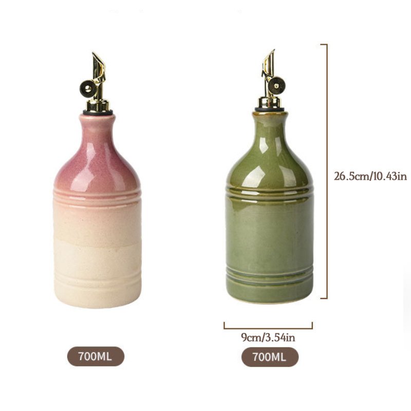 European Retro Green Ceramic Olive Oil Bottle with Stainless Steel Spout – Vintage Kitchen Storage & Seasoning Dispenser - Image 10