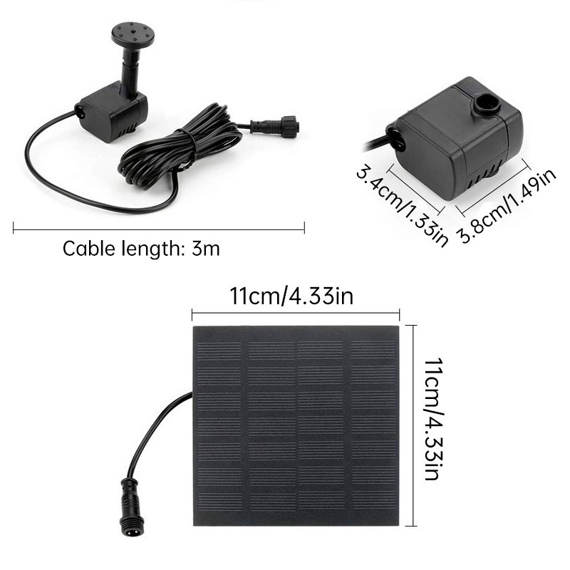 Solar-Powered Mini Fountain Pump – 200L/H Brushless Pump with 4 Spray Nozzles for Garden, Pond & Fish Tank - Image 8