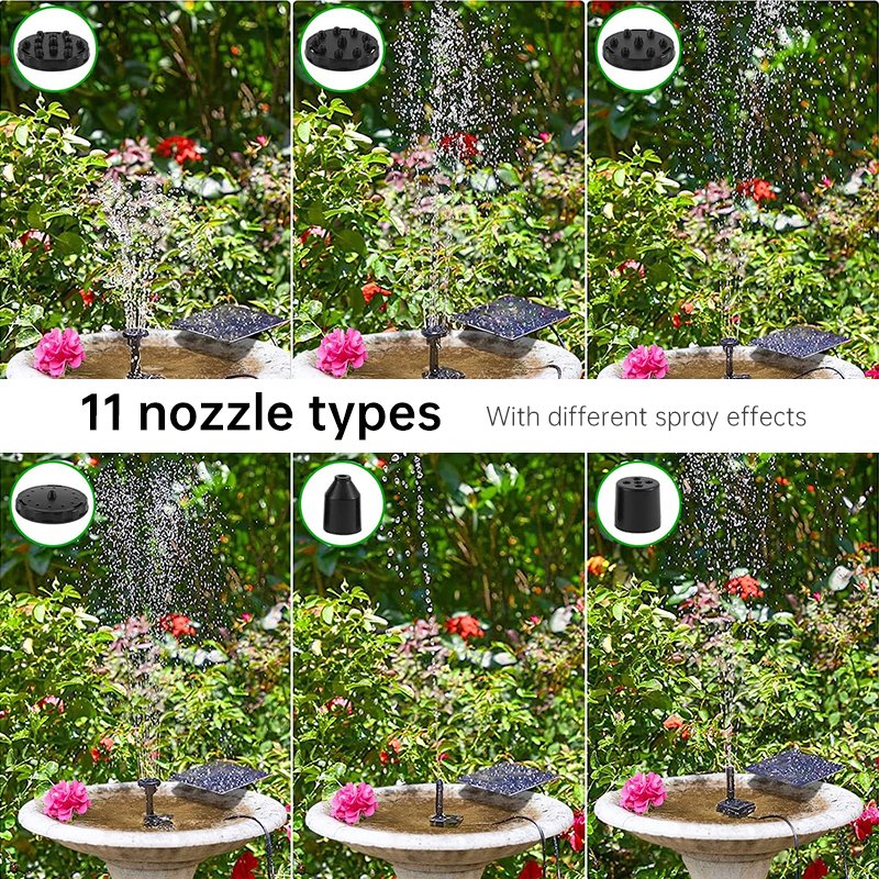 Solar-Powered Mini Fountain Pump – 200L/H Brushless Pump with 4 Spray Nozzles for Garden, Pond & Fish Tank - Image 5