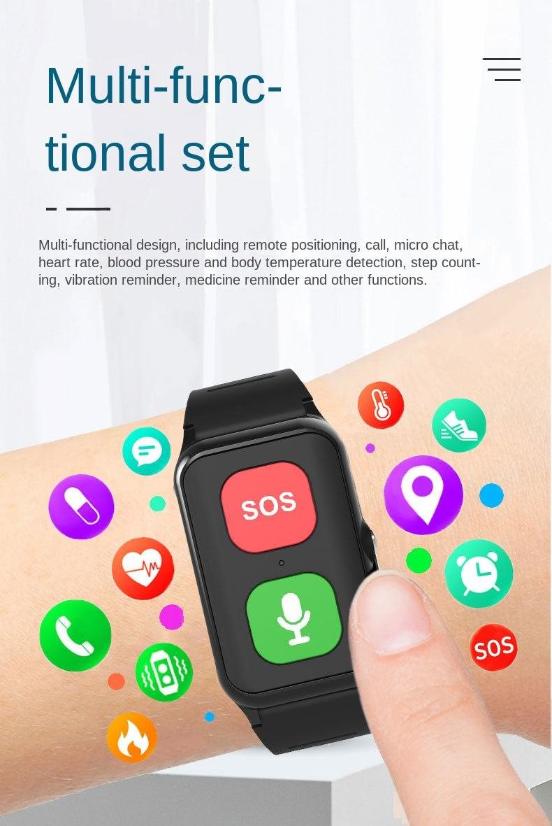 A70 Elderly GPS Positioning Watch Locator With Heart Rate Measurement Body Temperature Smart Bracelet - Image 5