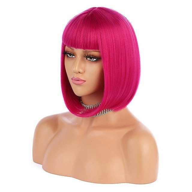 Wig for Women Short Hair Straight Bangs Bobo Bob Cut Anime Cosplay Colorful Hair - Image 19