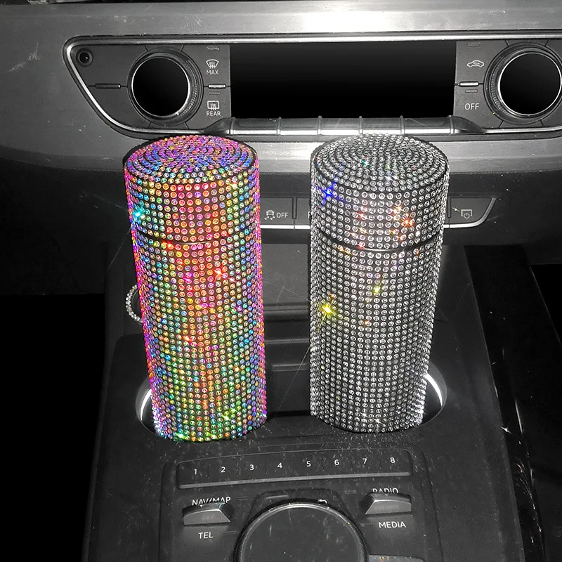 Bling Rhinestone Thermos Bottle Insulated Double Wall Stainless Steel Water Bottle Coffee Travel Car Coffee Mug Cup Vacuum Flask - Image 2