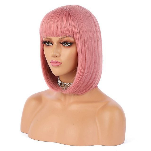 Wig for Women Short Hair Straight Bangs Bobo Bob Cut Anime Cosplay Colorful Hair - Image 13