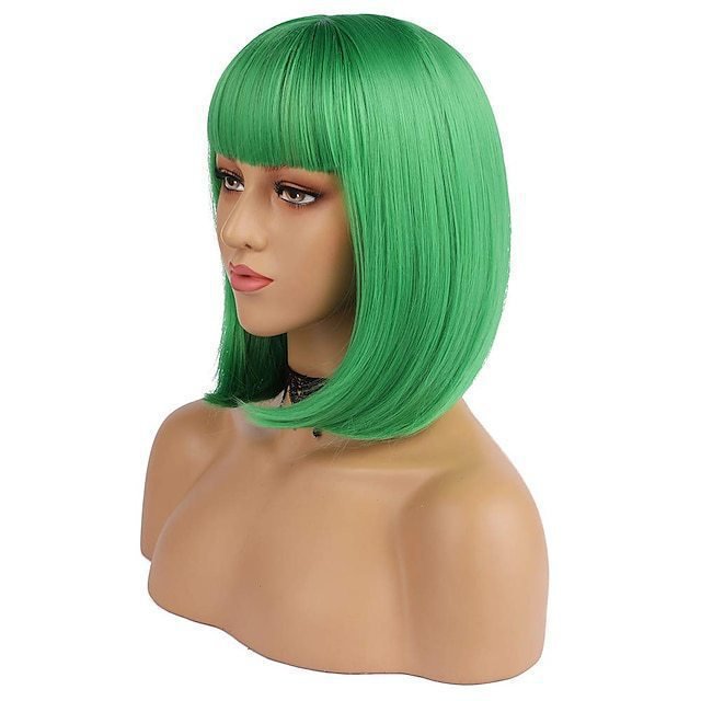 Wig for Women Short Hair Straight Bangs Bobo Bob Cut Anime Cosplay Colorful Hair - Image 10