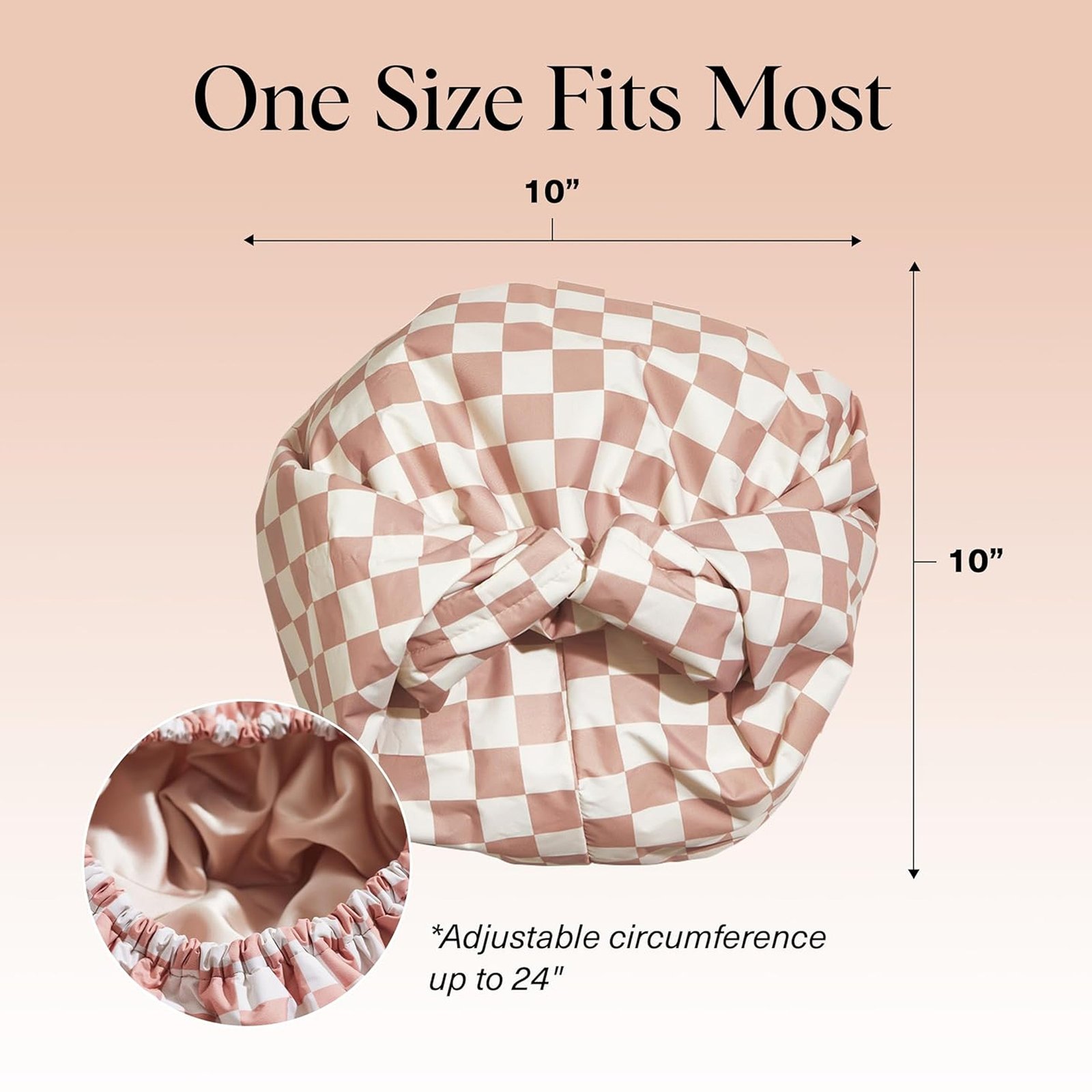 Waterproof Three-Layer Bath Cap with Silk-Like Lining and Checkered Design, Premium Hair Care Cap - Image 4