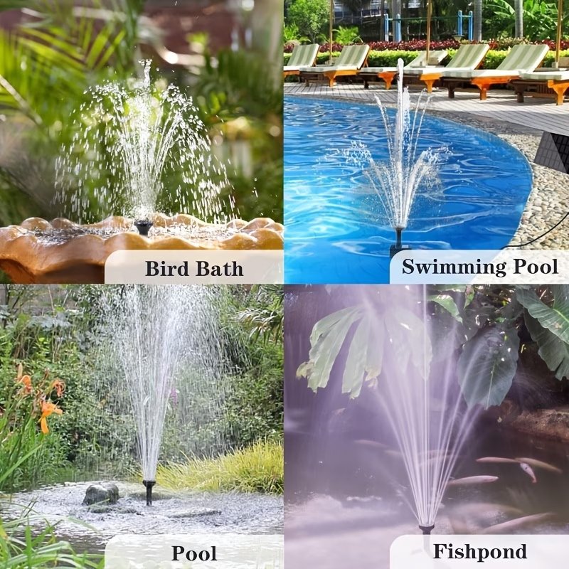 Solar-Powered Mini Fountain Pump – 200L/H Brushless Pump with 4 Spray Nozzles for Garden, Pond & Fish Tank - Image 4