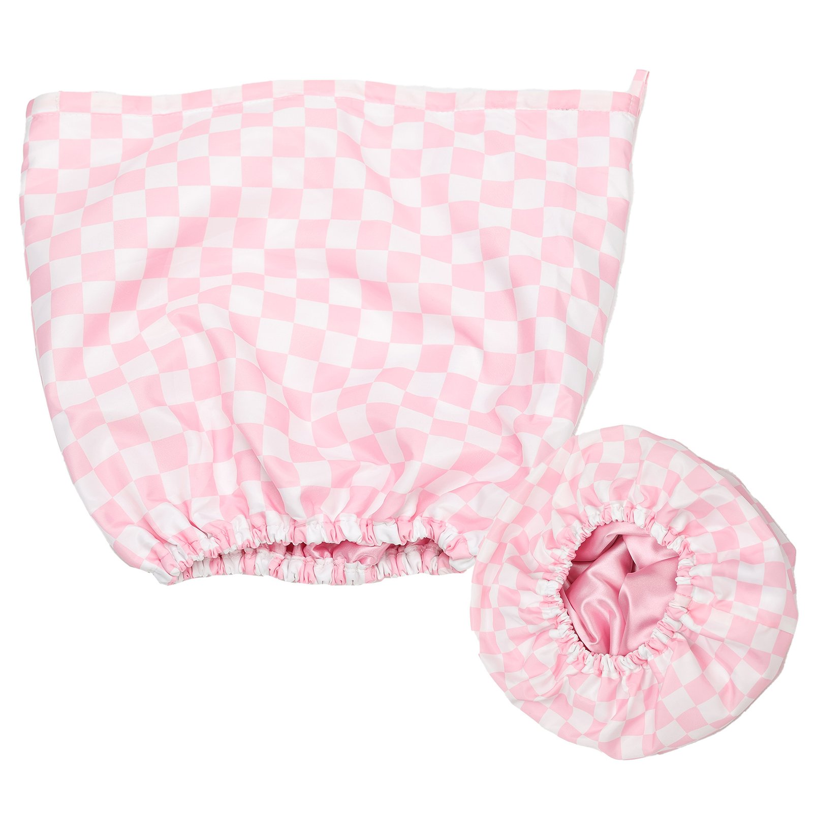 Waterproof Three-Layer Bath Cap with Silk-Like Lining and Checkered Design, Premium Hair Care Cap - Image 7