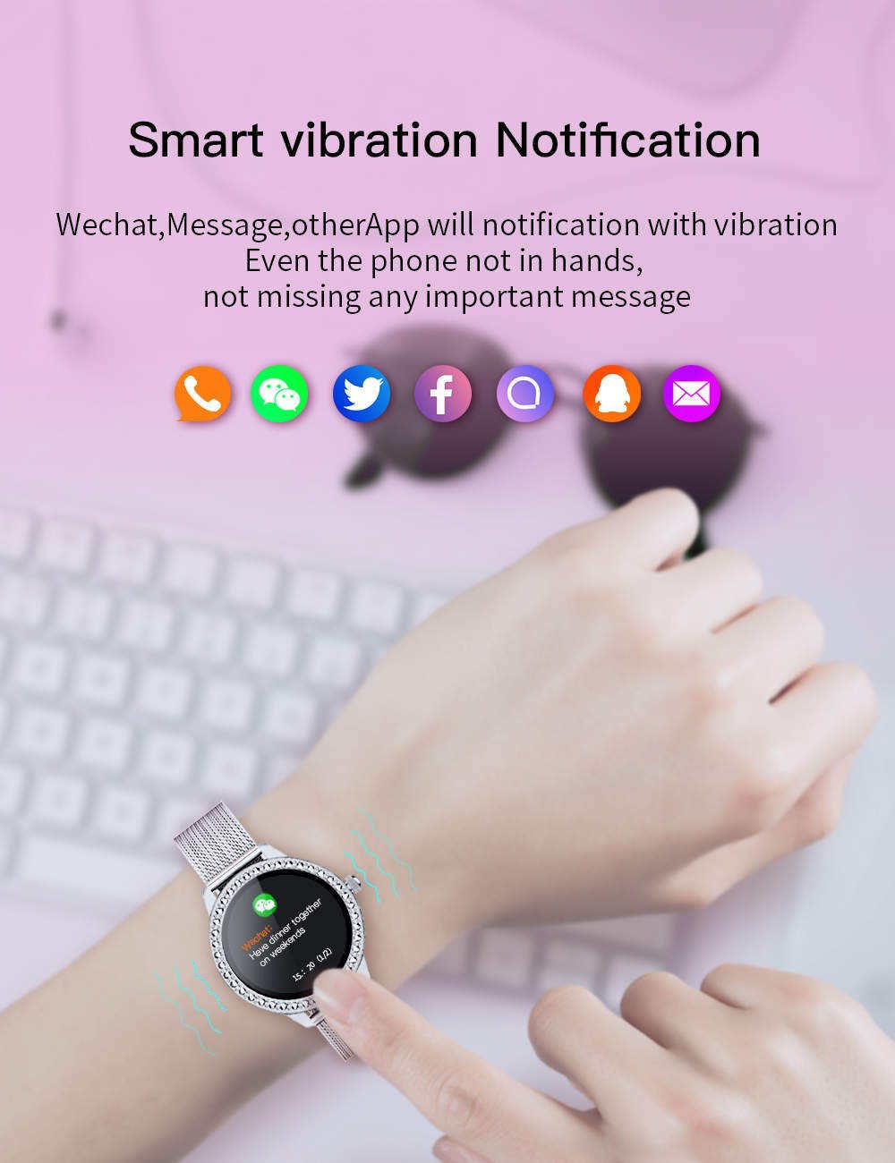 SN91 Smart Watch Full Circle Female Physiological Blood Pressure Monitoring Sports Waterproof Bluetooth Bracelet - Image 6