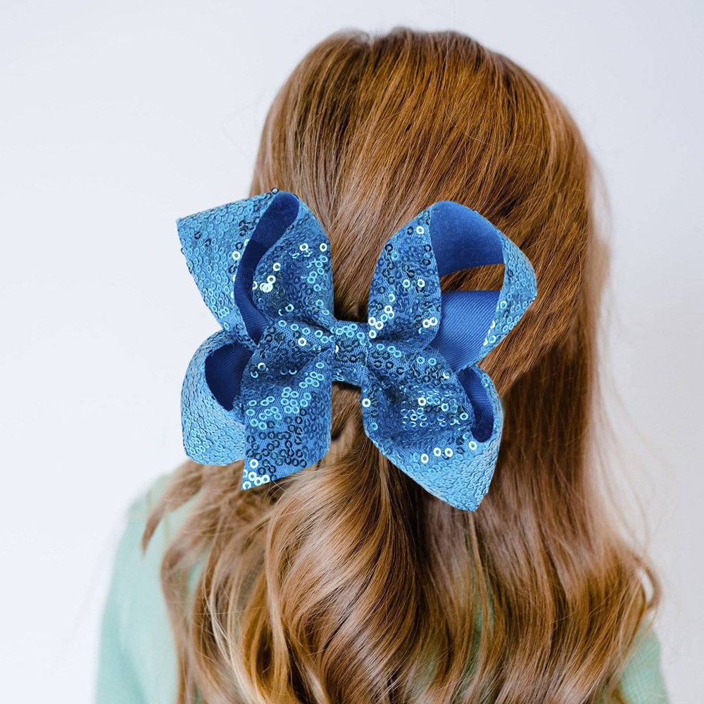Children's Rhinestone Butterfly Hair Clip Solid Color Girl Sequin Hairpin 5 Inches - Image 5