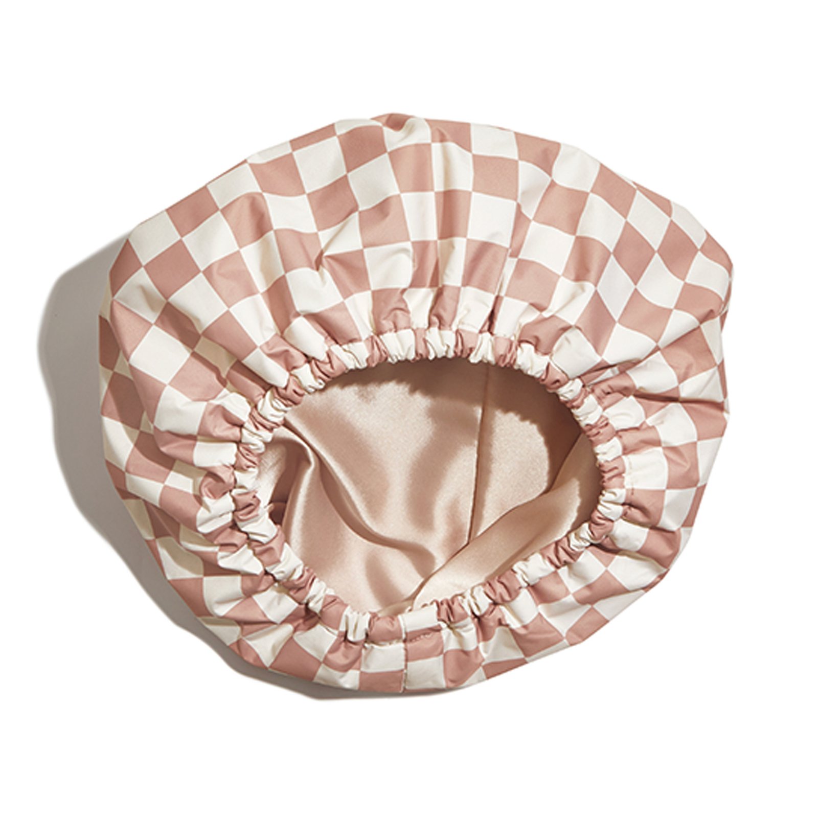 Waterproof Three-Layer Bath Cap with Silk-Like Lining and Checkered Design, Premium Hair Care Cap - Image 6