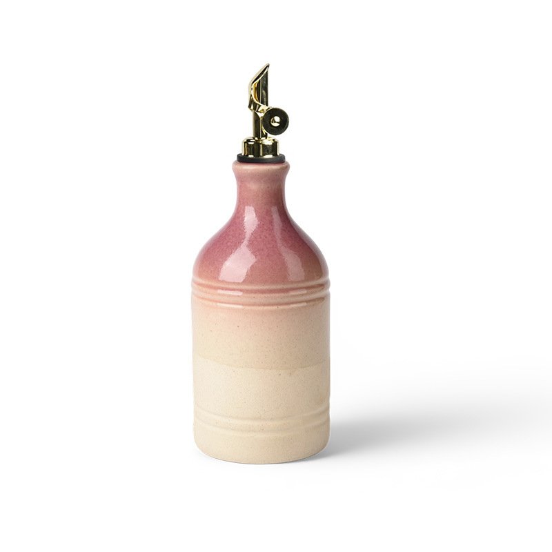 European Retro Green Ceramic Olive Oil Bottle with Stainless Steel Spout – Vintage Kitchen Storage & Seasoning Dispenser