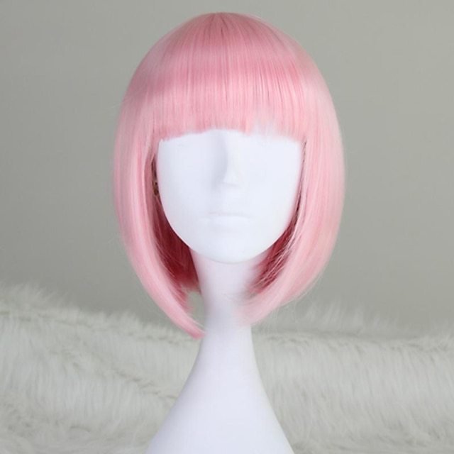 Wig for Women Short Hair Straight Bangs Bobo Bob Cut Anime Cosplay Colorful Hair - Image 6
