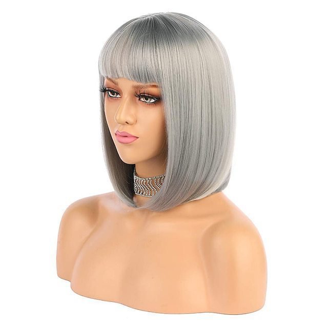 Wig for Women Short Hair Straight Bangs Bobo Bob Cut Anime Cosplay Colorful Hair - Image 14