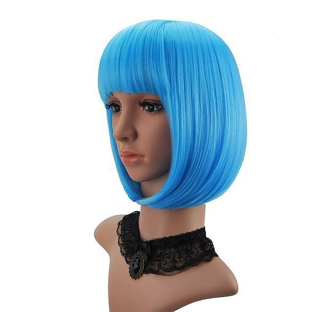 Wig for Women Short Hair Straight Bangs Bobo Bob Cut Anime Cosplay Colorful Hair - Image 11