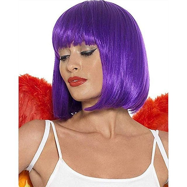 Wig for Women Short Hair Straight Bangs Bobo Bob Cut Anime Cosplay Colorful Hair - Image 9