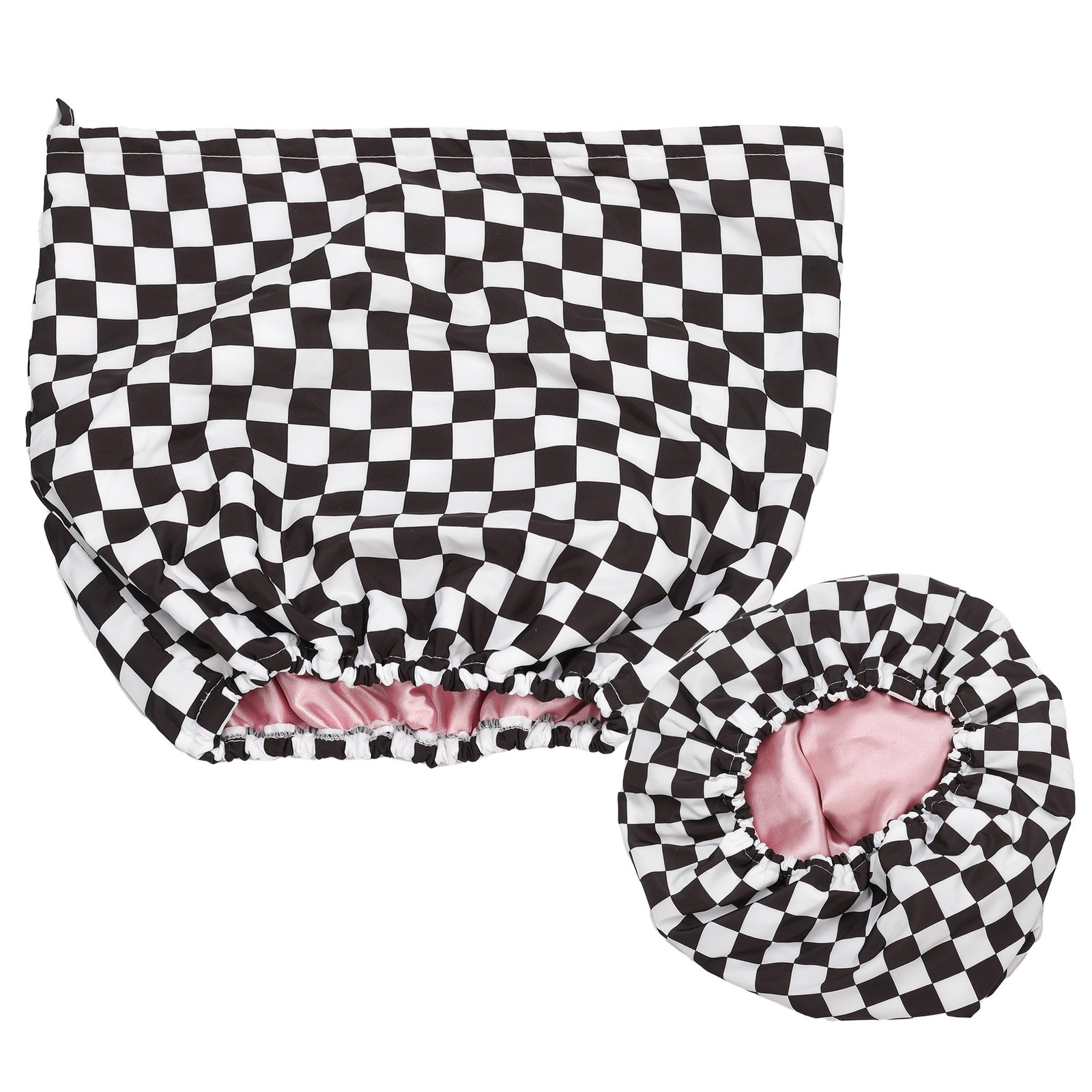 Waterproof Three-Layer Bath Cap with Silk-Like Lining and Checkered Design, Premium Hair Care Cap - Image 8