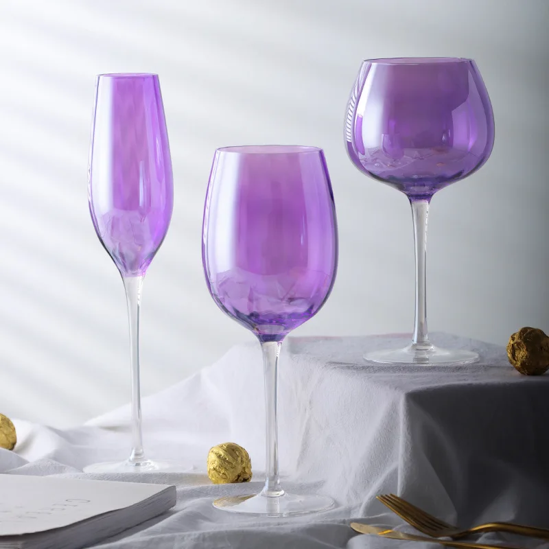 British Purple Goblet Champagne Glasses Set Nordic Style New Crystal Light Luxury Wine Glass Home Beautiful Colored Glass Cups - Image 2