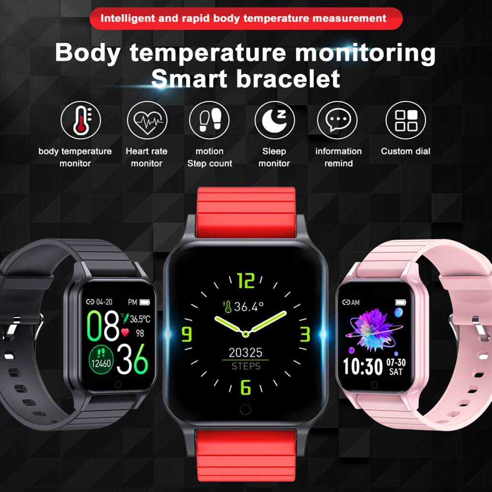 Body Temperature Smart Watch T96 Heart Rate Blood Pressure Fitness Tracker Bluetooth Smart Bracelet - Image 2