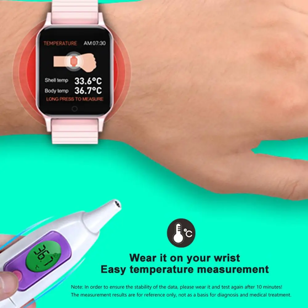 Body Temperature Smart Watch T96 Heart Rate Blood Pressure Fitness Tracker Bluetooth Smart Bracelet - Image 4