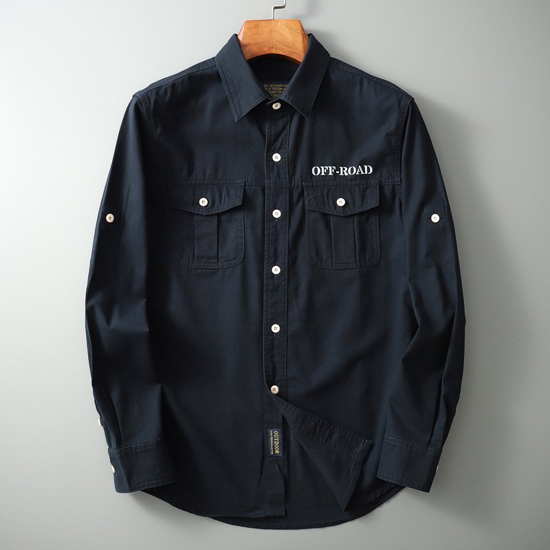 Men's Long-sleeve Solid-color Loose-fit Shirt - Image 7