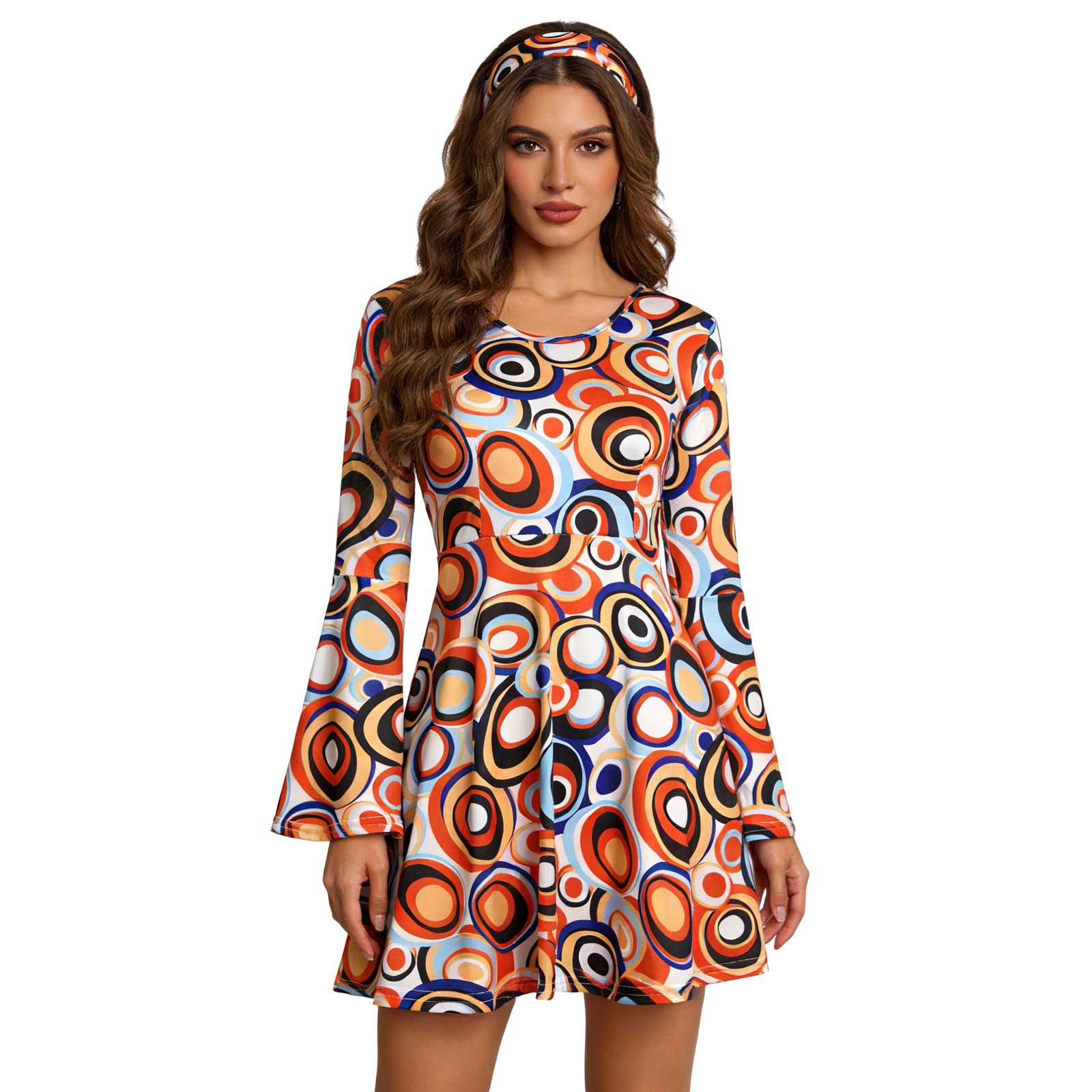 Retro 70s Disco Print Matching Couple Outfits - Hippie Costume For Party Stage Performance Cosplay - Image 4