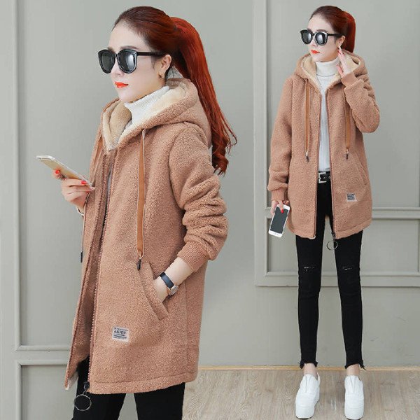 Autumn Winter Coat Cardigan Winter Faux Lamb Fur Coat - Image 2