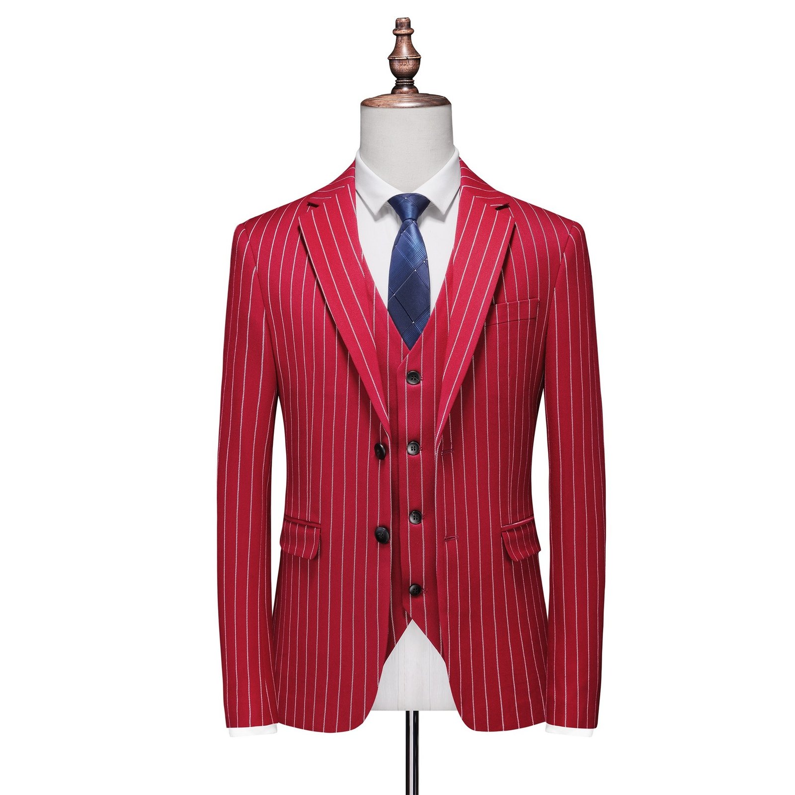 Men's Striped Suit Set Plus-size Three-piece Suit - Image 2