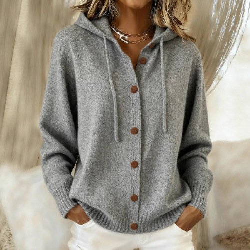 Women's American Style Relaxed Fit Hooded Cardigan - Casual Loose Knit Sweater Jacket for Daily Wear - Image 4