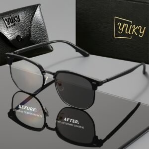 Retro Style Eyebrow Frame Polarized Photochromic Sunglasses, Intelligent Adaptive Lenses, Suitable For Business Occasions, Included In A Branded Gift Box With A Case Set.