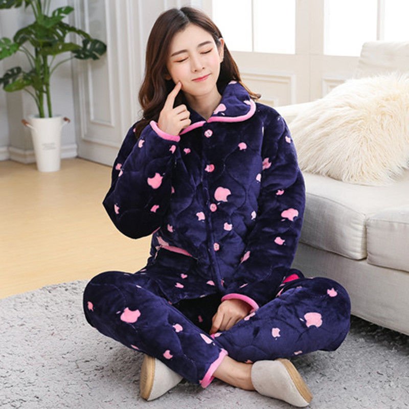 Women's Pajamas Winter Thickened Three Layers In Winter - Image 9