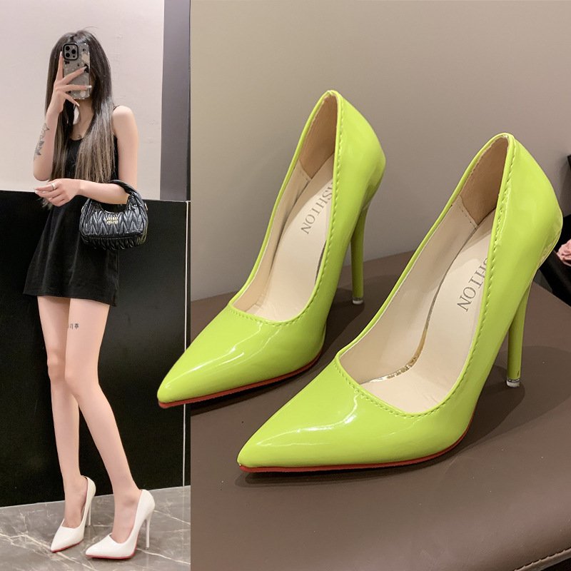 Womens 12cm Stiletto Patent Leather Work Shoes