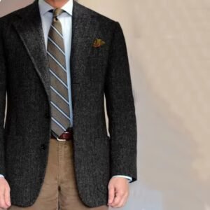 Men's Single-breasted Herringbone Blazer For Everyday Wear