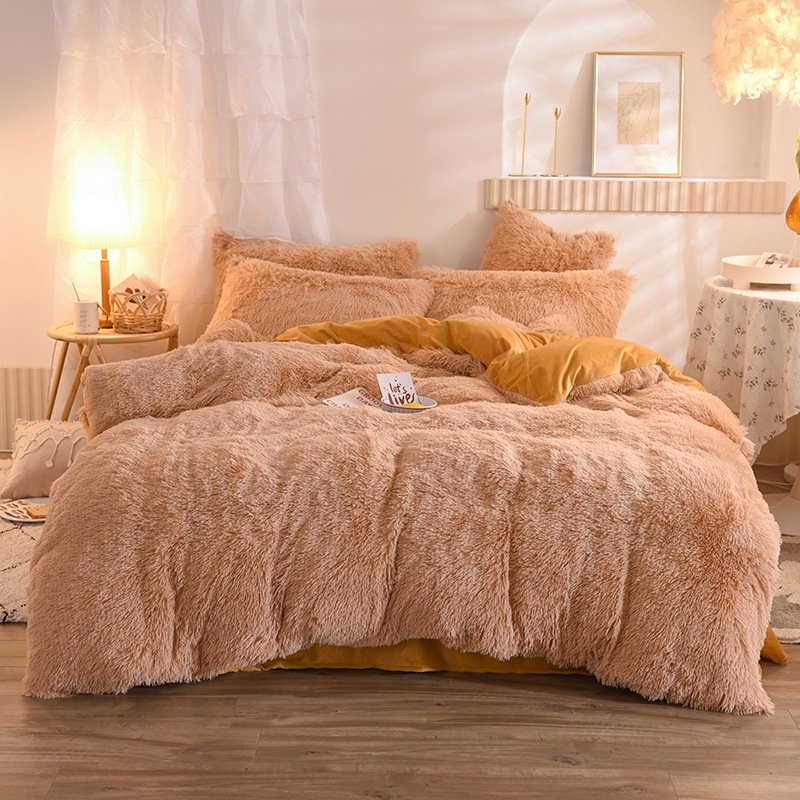 Luxury Thick Fleece Duvet Cover Queen King Winter Warm Bed Quilt Cover Pillowcase Fluffy Plush Shaggy Bedclothes Bedding Set Winter Body Keep Warm - Image 5