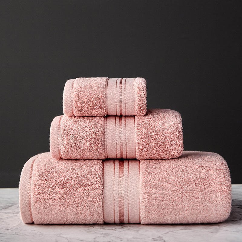 Pure Color Thick Cotton Bath Towel Set Towel Set Increased Pure Cotton Beach Towel Beauty Salon Bath Towel - Image 3
