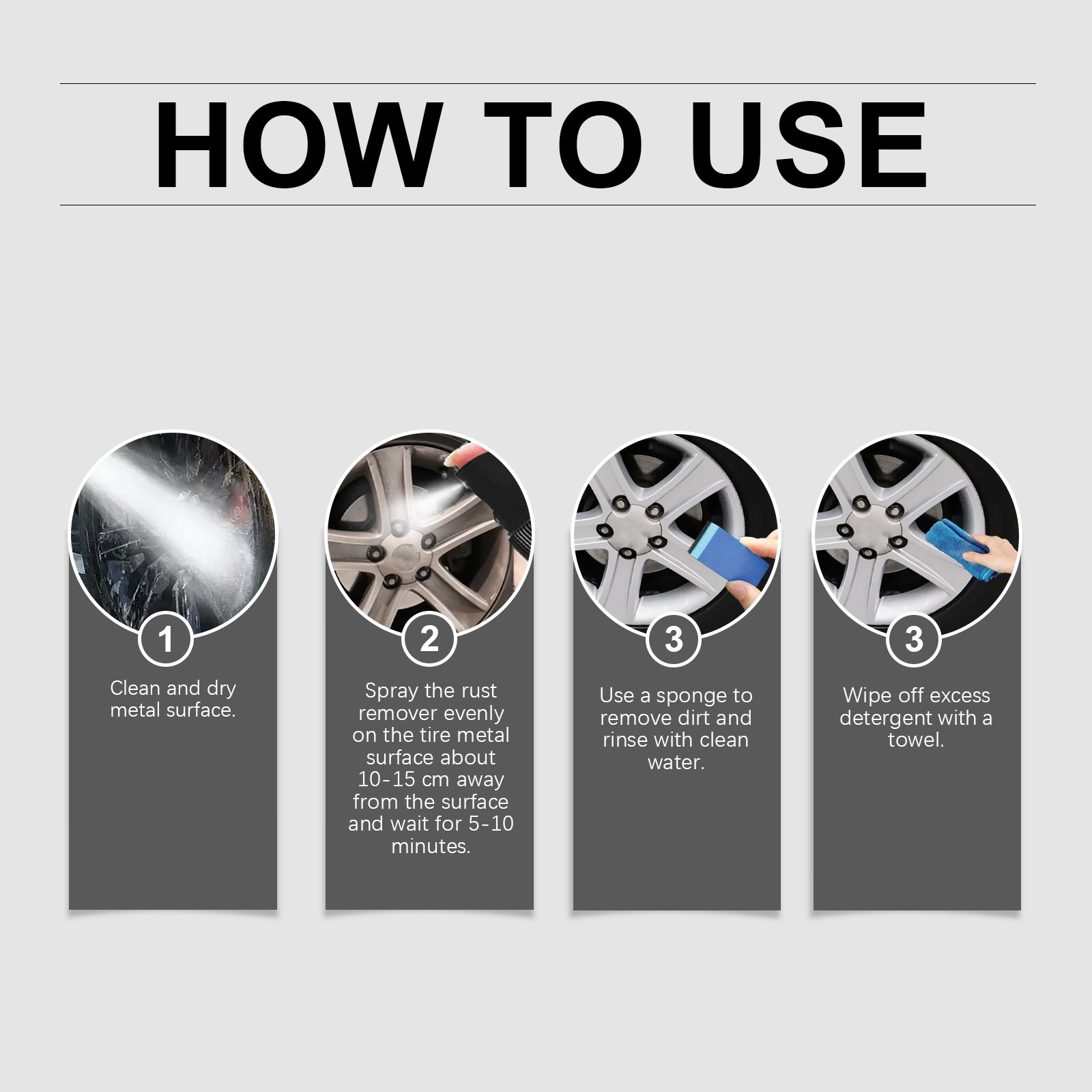 Homonth Automobile Tire Rust Spray, Dust Cleaning Steel Ring Rust Polishing Clean Wheel Rust Remover - Image 6