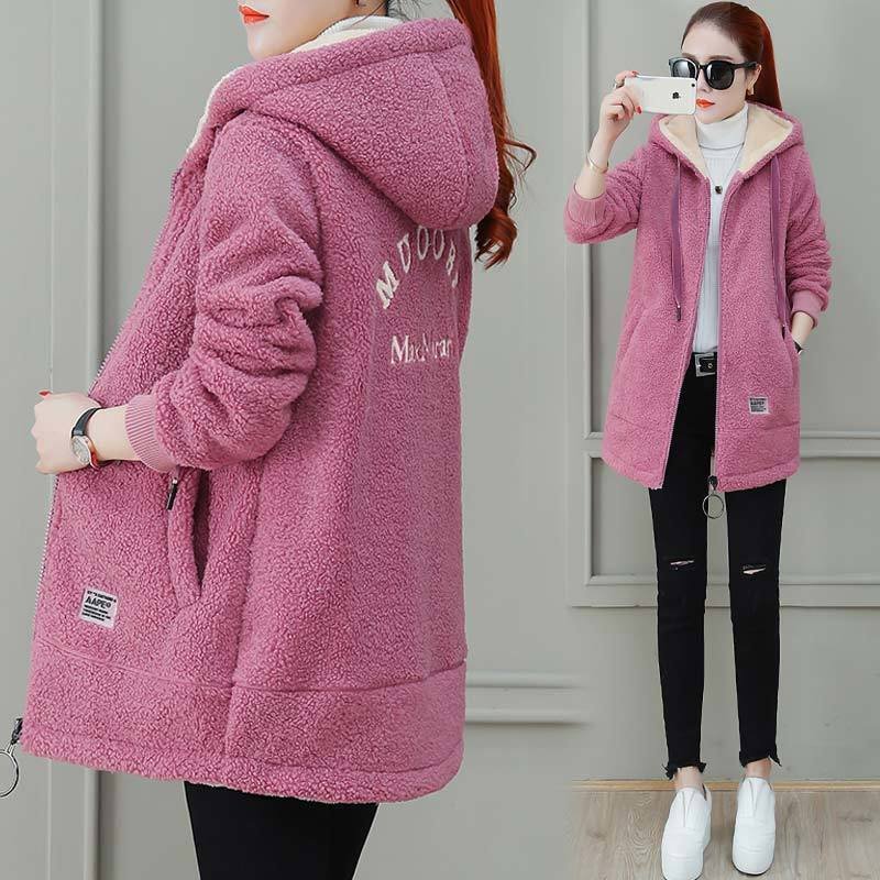 Autumn Winter Coat Cardigan Winter Faux Lamb Fur Coat - Image 7