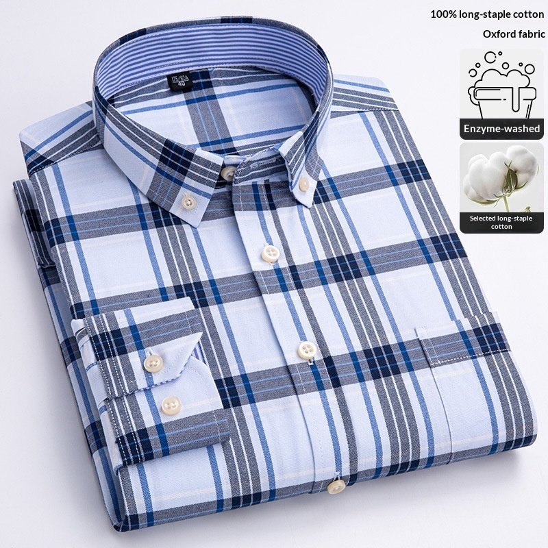 Fashionable New Plaid Oxford Mens Shirt - Image 10