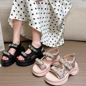 Platform Thick Sole Sandals Women 2026 Summer Foreign Trade Velcro Sporty Student Roman Women Champagne Sandals