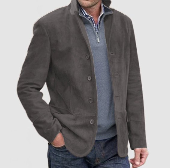 Men's Jacket Winter Stand Collar Button-up Coat Casual Blazer Outerwear Clothing - Image 2