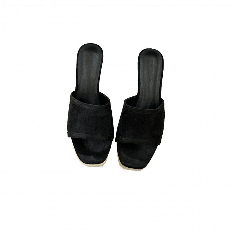Wedge Sandals Woven Hemp Rope Thick Sole Platform Solid Color Slippers - Image 2