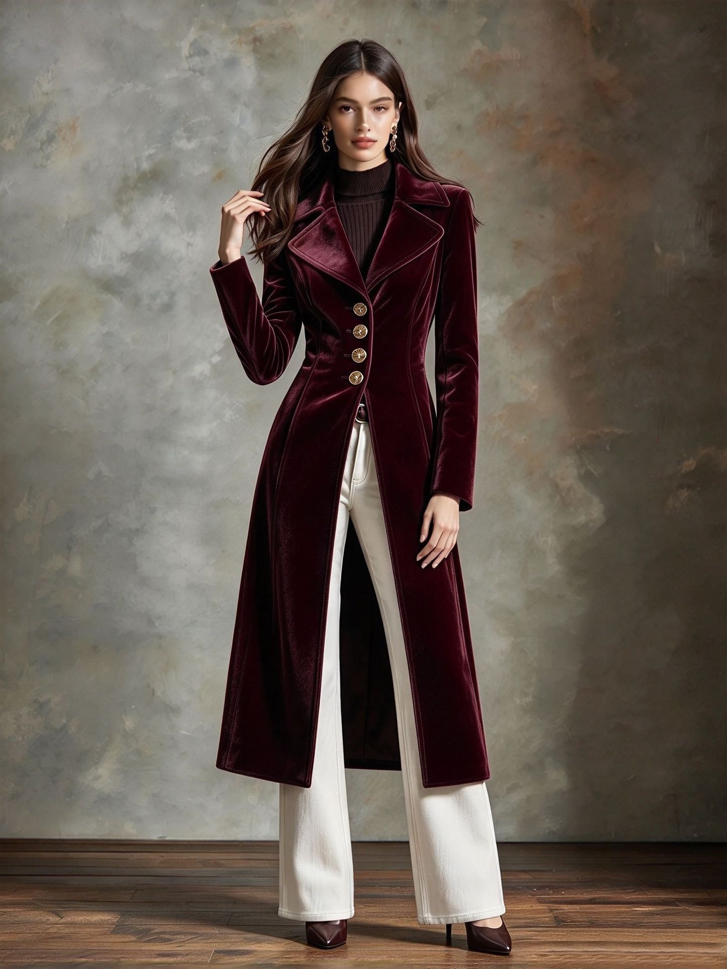 Retro Pleuche Coat Women's Waist-tight Western Style Coat Coat For Women - Image 9